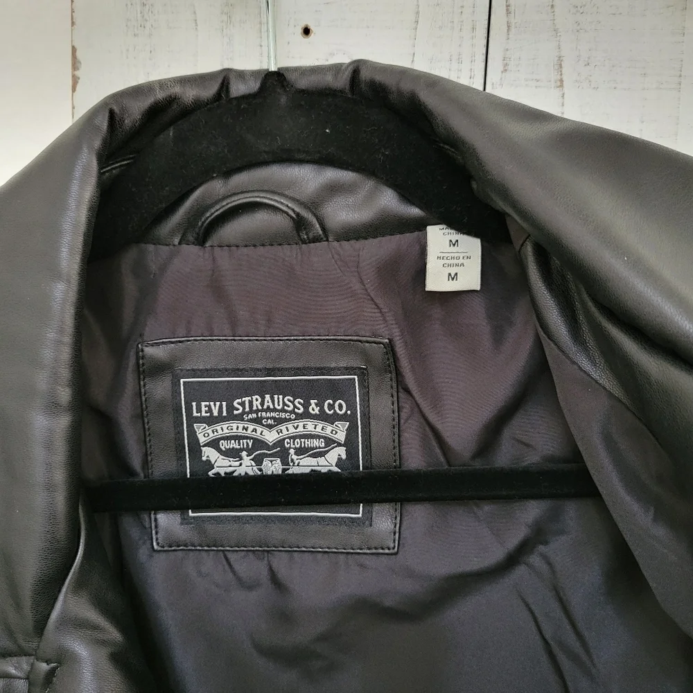 Levi's Strauss Faux Leather Moto Puffer Jacket
